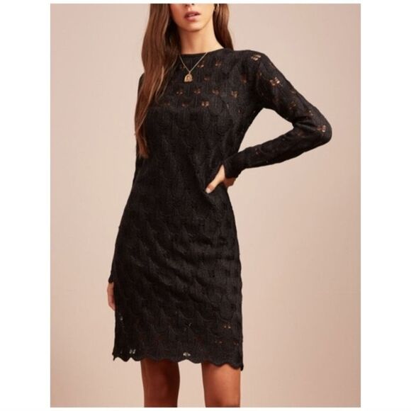 Finders Keepers Black Shimmer Open Back Dress Crochet - Picture 1 of 8